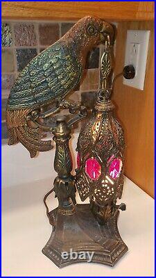 Antique Art Deco Cast Metal Parrot Table Lamp. Nice. Newly period wiring. Nice