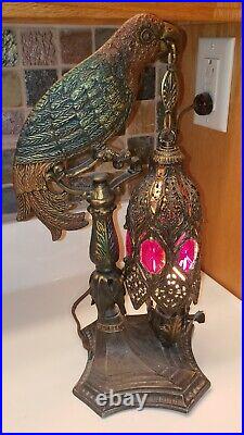 Antique Art Deco Cast Metal Parrot Table Lamp. Nice. Newly period wiring. Nice
