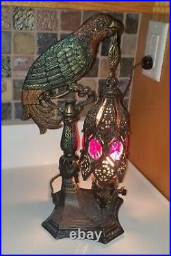 Antique Art Deco Cast Metal Parrot Table Lamp. Nice. Newly period wiring. Nice