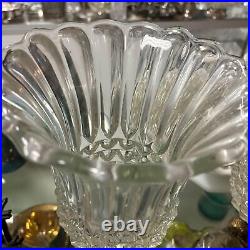 Antique Art Deco Crystal Lamps Brass Cherub Holding Tulip Flower CRYSTAL Pair