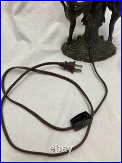 Antique Art Deco Dancing Nymphs/Ladies/Flapper Lamp WithAmber Brain Style Globe