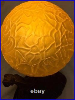 Antique Art Deco Dancing Nymphs/Ladies/Flapper Lamp WithAmber Brain Style Globe
