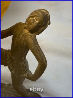 Antique Art Deco Dancing Nymphs/Ladies/Flapper Lamp WithAmber Brain Style Globe Antique Art Deco Dancing Nymphs/Ladies/Flapper Lamp WithAmber Brain Style Globe