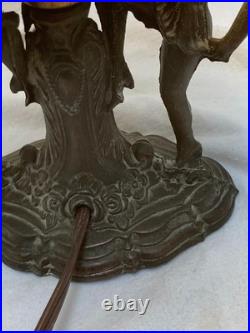 Antique Art Deco Dancing Nymphs/Ladies/Flapper Lamp WithAmber Brain Style Globe