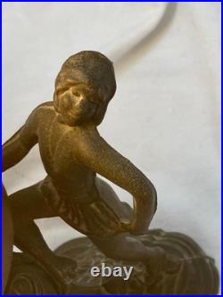 Antique Art Deco Dancing Nymphs/Ladies/Flapper Lamp WithAmber Brain Style Globe Antique Art Deco Dancing Nymphs/Ladies/Flapper Lamp WithAmber Brain Style Globe