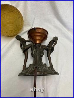 Antique Art Deco Dancing Nymphs/Ladies/Flapper Lamp WithAmber Brain Style Globe Antique Art Deco Dancing Nymphs/Ladies/Flapper Lamp WithAmber Brain Style Globe