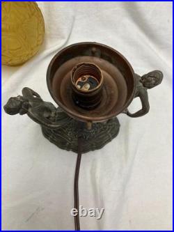 Antique Art Deco Dancing Nymphs/Ladies/Flapper Lamp WithAmber Brain Style Globe
