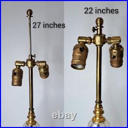 Antique Art Deco Design Table Lamp in Cut Crystal WithGilded Base & Double Socket