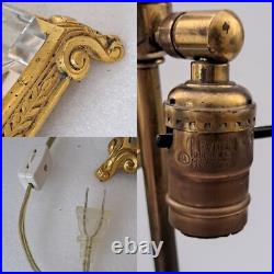 Antique Art Deco Design Table Lamp in Cut Crystal WithGilded Base & Double Socket