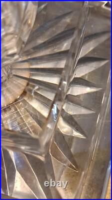 Antique Art Deco Design Table Lamp in Cut Crystal WithGilded Base & Double Socket