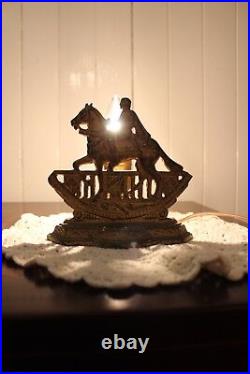 Antique Art Deco Desk Lamp Figural Men Riding A Horse Table Lamp No Shade