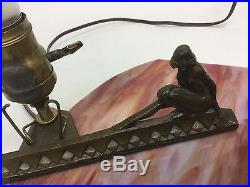 Antique Art Deco Double Nude Lady Table-Top Lamp Frankart Bronze