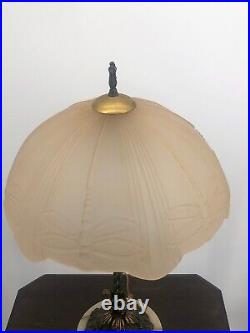 Antique Art Deco Dragonfly Glass Frosted Cream Colored Lamp