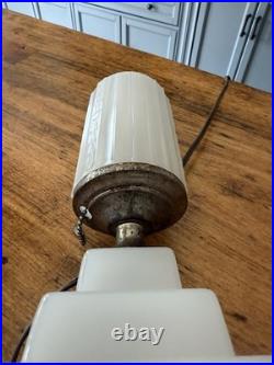 Antique Art Deco Era Bullet Skyscraper Metal and Glass Boudoir Table Lamp