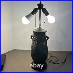 Antique Art Deco Era Tall Black Champleve Tokoname Vase Japan Converted To Lamp