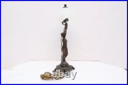Antique Art Deco FLYING NUDE LADY LAMP GLASS SHADE FRENCH FIGURAL WOMAN VTG