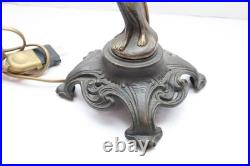 Antique Art Deco FLYING NUDE LADY LAMP GLASS SHADE FRENCH FIGURAL WOMAN VTG