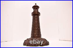 Antique Art Deco Figural Bronze Lighthouse Table Accent Lamp 12.75 Tall Vintage