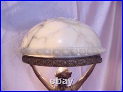 Antique Art Deco Figural Lady Lamp Original Vintage Alabaster Shade Italian
