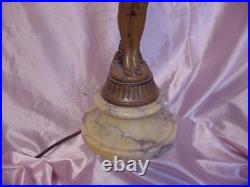Antique Art Deco Figural Lady Lamp Original Vintage Alabaster Shade Italian