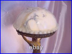 Antique Art Deco Figural Lady Lamp Original Vintage Alabaster Shade Italian
