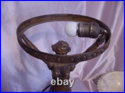 Antique Art Deco Figural Lady Lamp Original Vintage Alabaster Shade Italian