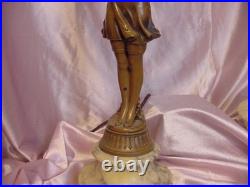Antique Art Deco Figural Lady Lamp Original Vintage Alabaster Shade Italian