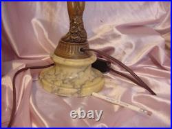 Antique Art Deco Figural Lady Lamp Original Vintage Alabaster Shade Italian