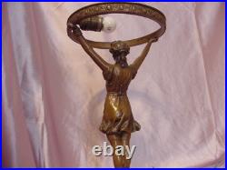 Antique Art Deco Figural Lady Lamp Original Vintage Alabaster Shade Italian