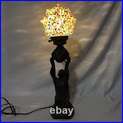 Antique Art Deco Figural Woman Lamp End Of Day Starburst Glass Globe Works Great