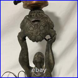 Antique Art Deco Figural Woman Lamp End Of Day Starburst Glass Globe Works Great