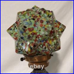 Antique Art Deco Figural Woman Lamp End Of Day Starburst Glass Globe Works Great