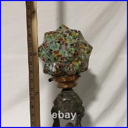 Antique Art Deco Figural Woman Lamp End Of Day Starburst Glass Globe Works Great