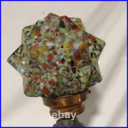 Antique Art Deco Figural Woman Lamp End Of Day Starburst Glass Globe Works Great