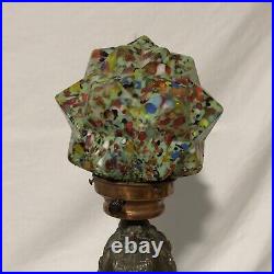 Antique Art Deco Figural Woman Lamp End Of Day Starburst Glass Globe Works Great