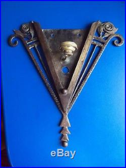 Antique Art Deco French wall lamp forged iron