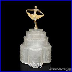 Antique Art Deco Frosted Glass Figural Women Dancer Lamp