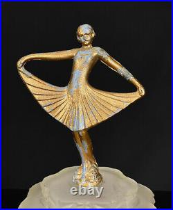 Antique Art Deco Frosted Glass Figural Women Dancer Lamp