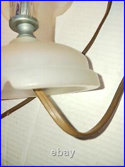 Antique Art Deco Glass Couple Lamp- Fiberglass Lampshade