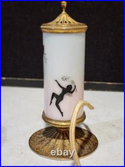 Antique Art Deco Glass Devilbiss Perfume Lamp Nymph Owl Branch WORKS! Read