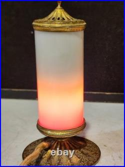 Antique Art Deco Glass Devilbiss Perfume Lamp Nymph Owl Branch WORKS! Read