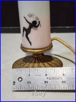 Antique Art Deco Glass Devilbiss Perfume Lamp Nymph Owl Branch WORKS! Read