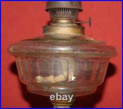 Antique Art Deco Glass Gas Lamp With Metal Floral Base