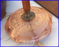 Antique Art Deco Glass Nude Butterscotch Bakelite Small Boudoir Desk Table Lamp