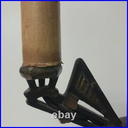 Antique Art Deco Green Jadeite Cast Iron Two Arm Candelabra Table Accent Lamp