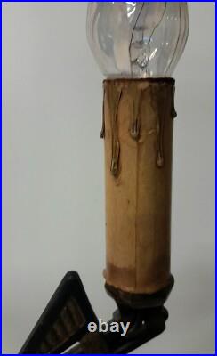 Antique Art Deco Green Jadeite Cast Iron Two Arm Candelabra Table Accent Lamp