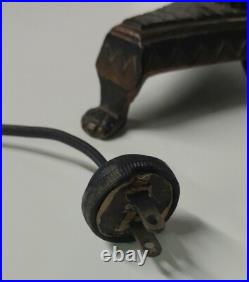 Antique Art Deco Green Jadeite Cast Iron Two Arm Candelabra Table Accent Lamp