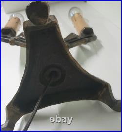 Antique Art Deco Green Jadeite Cast Iron Two Arm Candelabra Table Accent Lamp Antique Art Deco Green Jadeite Cast Iron Two Arm Candelabra Table Accent Lamp