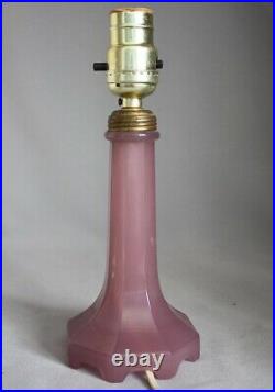 Antique Art Deco HOUZEX Purple Lavender Art Glass Table Vanity Candlestick Lamp