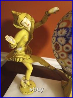 Antique Art Deco J. B. Hirsch Gerdago Harlequin Pixie Lamp, Millifiore Shade